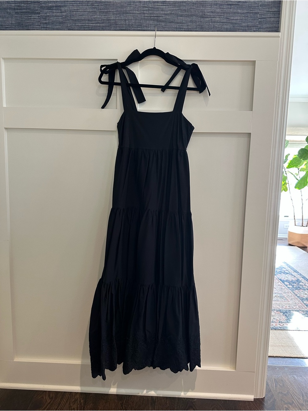 Jason Wu Black Tie-Shoulder Tiered Maxi Dress
